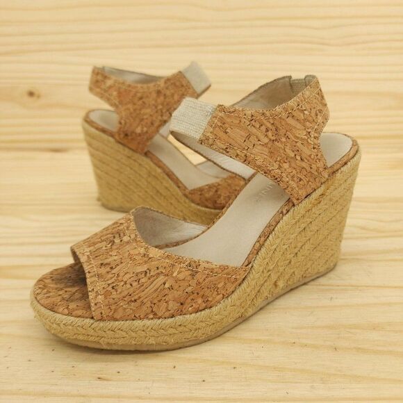 Donald Pliner Wynn Womens Cork Sandal Wedges Sz 6 Brown Chic Espadrille Open Toe - Picture 1 of 10